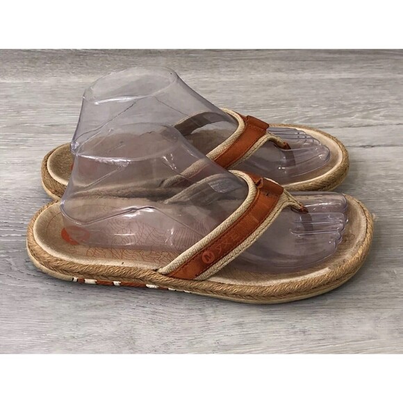 Merrell Komodo Thong Flip Flop Women's US 8 Brown Leather Casual Slip-On Sandal - Picture 1 of 7